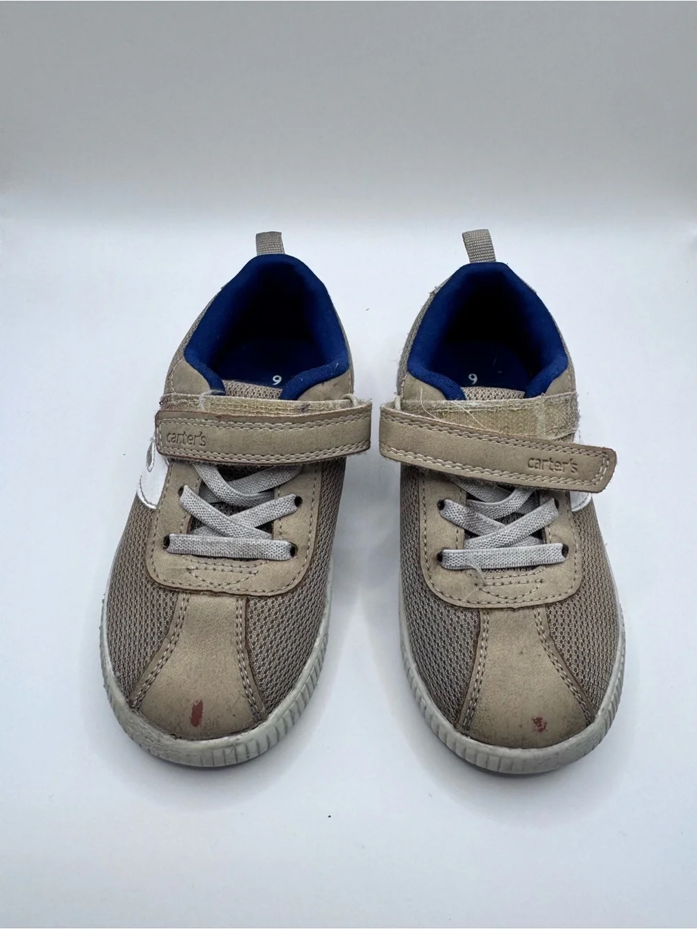 Carter's Tan, White and Blue Velcro Sneakers for Kids - Kidcore - 9